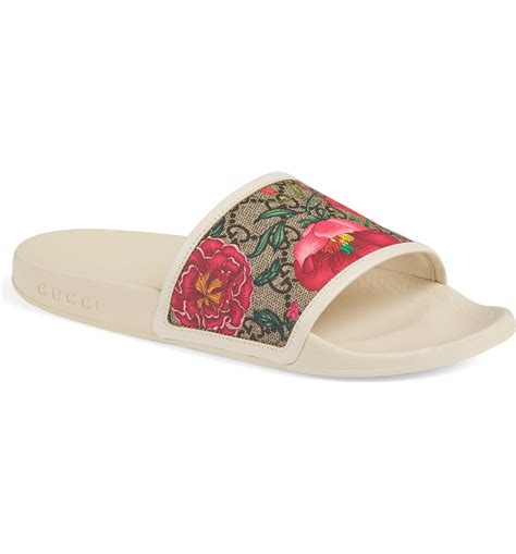 gucci flower print slides|Gucci floral slides nordstrom.